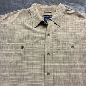 5.11 Tactical Series Shirt Mens XL Plaid Beige Ripstop Short Sleeve Button‎ Up
